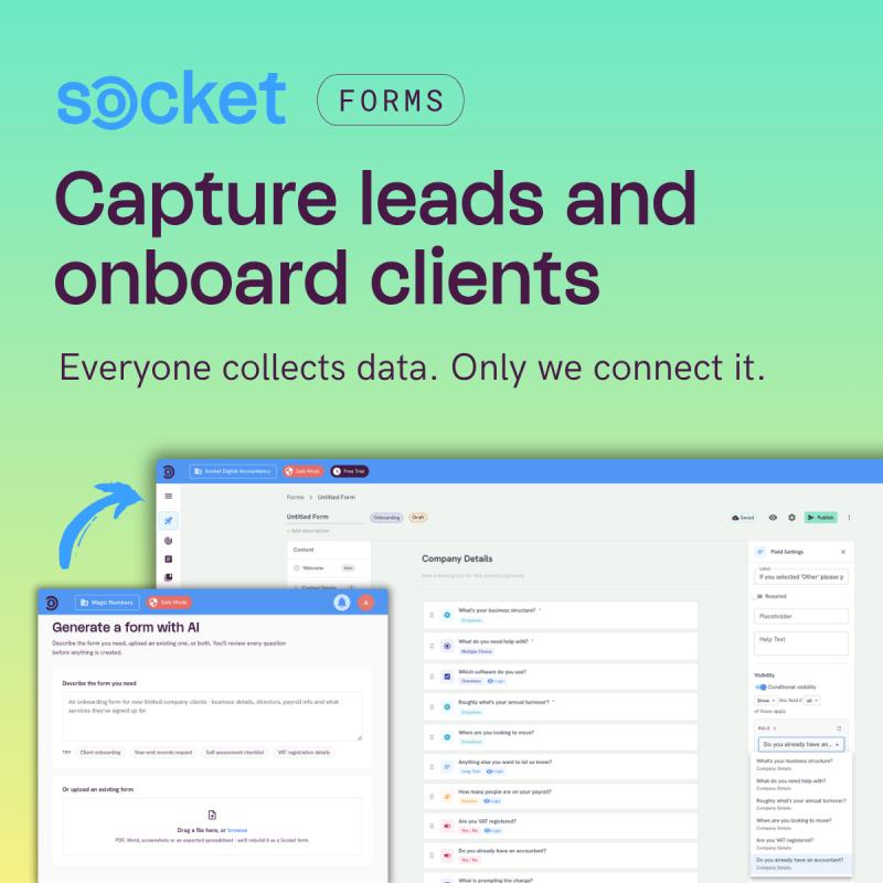 Socket Forms are live: build a form in seconds, capture leads and onboard clients without leaving Socket