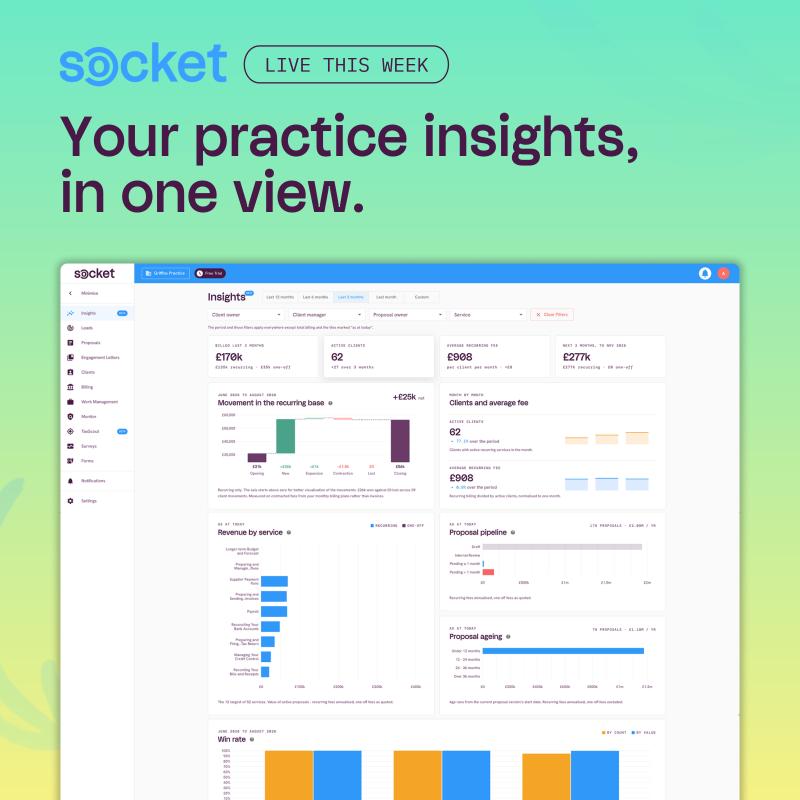 The Insights dashboard is live: see fees, clients, pipeline, and billing in one place, inside Socket