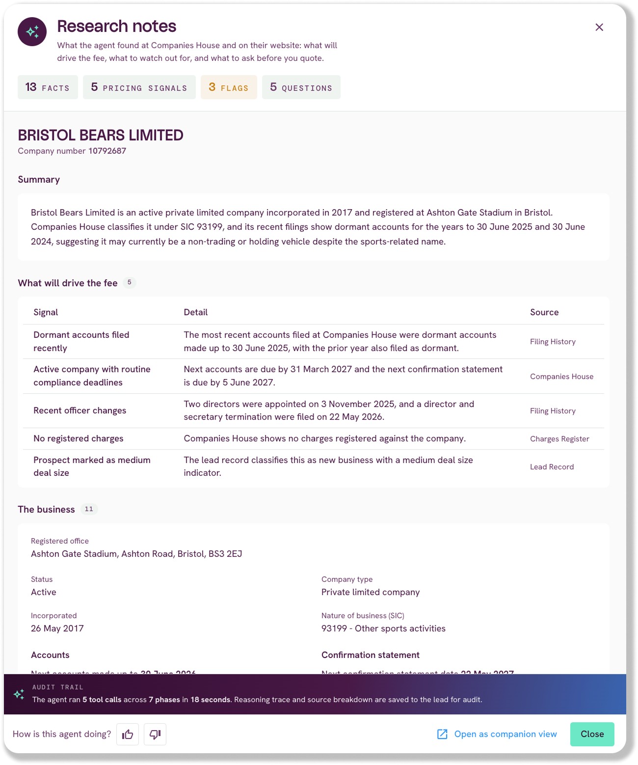 socket leads ai driven research from companies house and prospect website